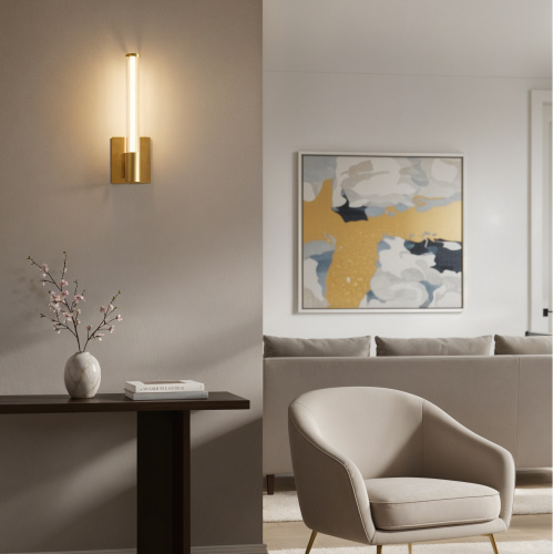 Светильник настенный AURA, 9 Вт, 3000К, 105?73x400 мм, алюминий+стекло, бронза фото 5