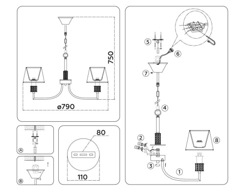 Подвесная люстра Ambrella Light High Light Classic LH71217 фото 7