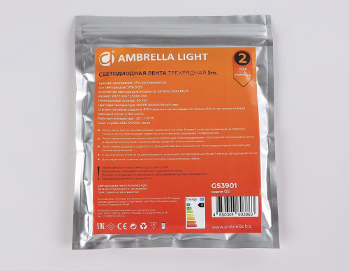 Светодиодная лента Ambrella Light 26W/m 324LED/m 2835SMD теплый белый 5M GS3901 фото 5