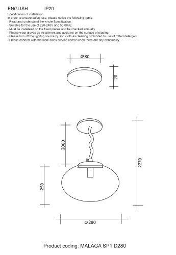 Crystal Lux Светильник подвесной Crystal Lux MALAGA SP1 D280 GOLD фото 2