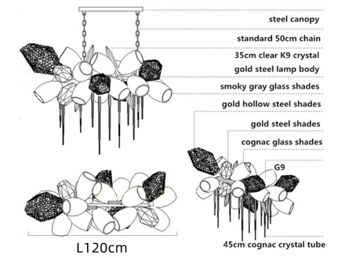 Люстра 8898P/BL gold/smoky фото 5 Люстра 8898P/BL gold/smoky фото 5