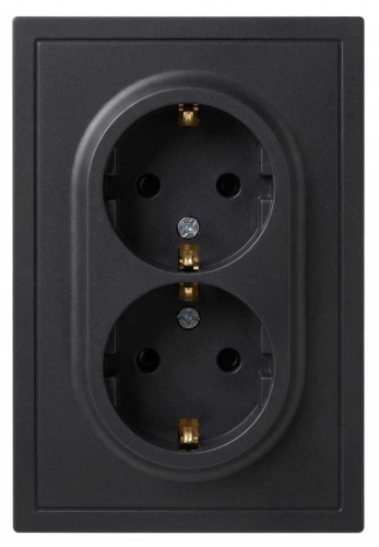 Розетка ЭРА Galaxy 15-2105-05 с заземлением двойная 2X2P+E Schuko со шторками IP20 16А-250В антрацит Б0070705 Розетка ЭРА Galaxy 15-2105-05 с заземлением двойная 2X2P+E Schuko со шторками IP20 16А-250В антрацит Б0070705
