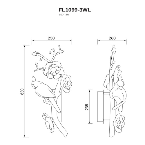 Бра  Sauvage Left FL1099-3WL фото 2