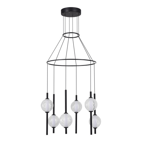 SL6120.403.06 Светильник подвесной ST-Luce Черный/Прозрачное кракелированное стекло LED 6*8,5W 3000K PEEK фото 4