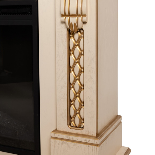 Каминокомплект CORSICA LUX/МАЛАГА ЛЮКС Бежевый дуб с золотой патиной с очагом Электроочаг CASSETTE/КАССЕТА 630 фото 7