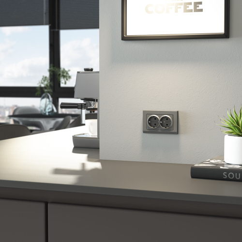 Розетка двойная с заземлением (графит матовый) W1172064 фото 2 Розетка двойная с заземлением (графит матовый) W1172064 фото 2