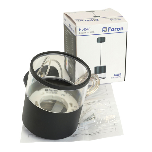 Светильник потолочный Feron HL4548 HALO levitation на подвесе GX53 12W 230V, черный 85*80 фото 11