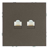 Розетка компьютерная 2-местная RJ-45 (механизм), STEKKER, серия Эмили, RST00-5111-09, антрацит, soft touch