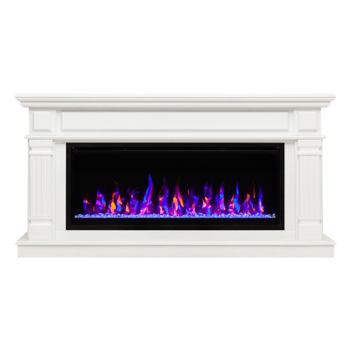 Каминокомплект ISLANDIA/СКАНДИ Белый дуб с очагом Электроочаг SAPHIR/САПФИР 42