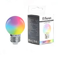 Лампа светодиодная Feron LB-371 Шар матовый E27 3W 230V RGB быстрая смена цвета