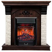 Каминокомплект CORFINO/МИЛАН Орех фактурный с очагом Электроочаг MAJESTIC LUX RC/МАДЖЕСТИК С ПУЛЬТОМ
