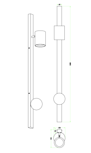 Светильник настенный черный GU10 100см Zortes WOOD ZRS.1895.01 фото 9