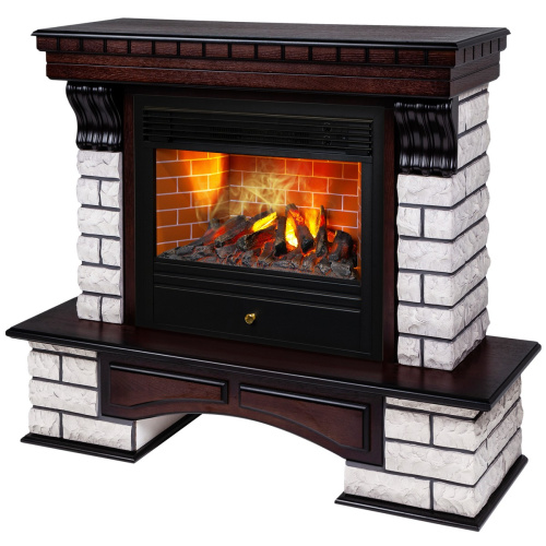 Электрокамин RealFlame Country Rock 26 AO античный дуб с очагом 3D Novara фото 2