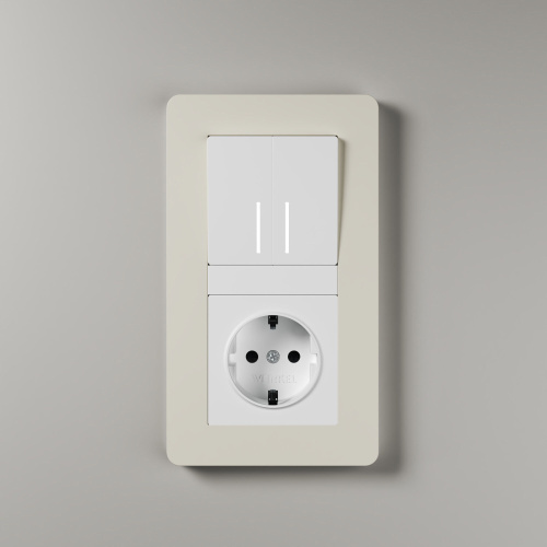 Рамка из поликарбоната на 2 поста Split айвори/белый, soft-touch W0023066 фото 2