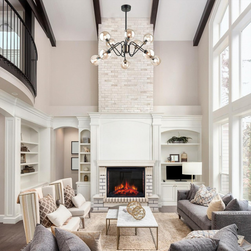 Каминокомплект COUNTRY/БРУКЛИН Бежевый дуб с очагом Электроочаг EPSILON/ЭПСИЛОН 33 фото 3