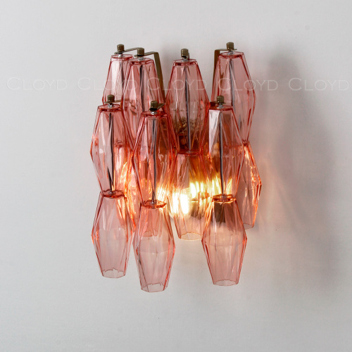 Бра Cloyd CALCUTTA W1 / выс. 37 см - латунь - розов.стекло (арт.20486) фото 5 Бра Cloyd CALCUTTA W1 / выс. 37 см - латунь - розов.стекло (арт.20486) фото 5