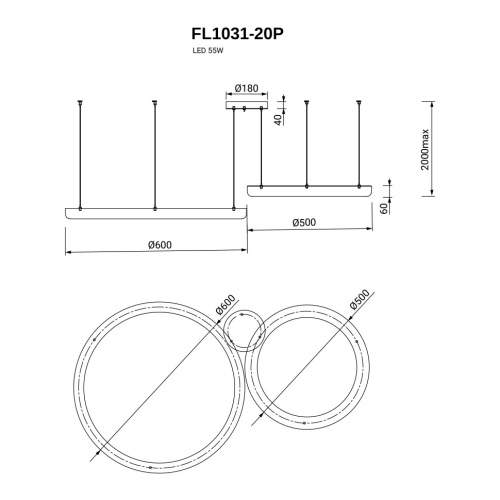 Подвесная люстра Modum FL1031-20P фото 2