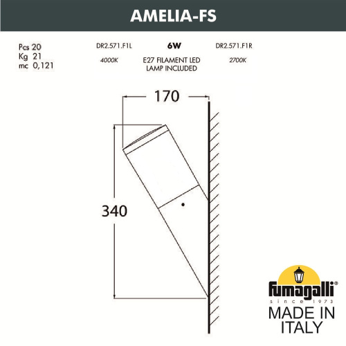 Fumagalli Светильник уличный настенный FUMAGALLI AMELIA-FS DR2.571.000.AYE27 фото 3 Fumagalli Светильник уличный настенный FUMAGALLI AMELIA-FS DR2.571.000.AYE27 фото 3