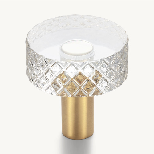 Ручка-кнопка Lambeth Knurled Crystal d.3.2 Polished Brass