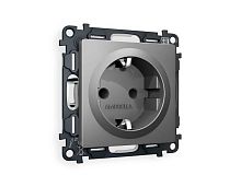 Комплект механизма электрической розетки AMBRELLA VOLT ALFA Антрацит серый с/з с шторками QUANT (AP6570, VM141) MA657010