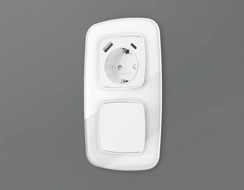 Комплект механизма электрической розетки Ambrella Volt OMEGA Белый глянец 2USB A+C 20W (быстрая зарядка) с/з QUANT (OP1100, VM160) MO110010 фото 5 Комплект механизма электрической розетки Ambrella Volt OMEGA Белый глянец 2USB A+C 20W (быстрая зарядка) с/з QUANT (OP1100, VM160) MO110010 фото 5