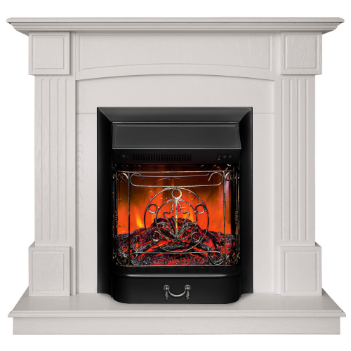 Каминокомплект ANDREA/АЛЬФА Беленый дуб с очагом Электроочаг MAJESTIC LUX/МАДЖЕСТИК