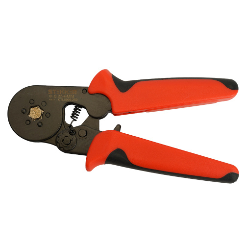 Кримпер STEKKER CTLS006-250 для обжима штыревых втулочных наконечников 0,25-6мм2, 6 сегментов,красный, черный фото 2