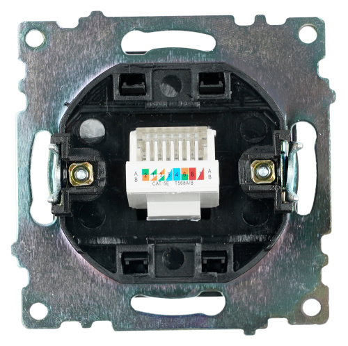 Розетка компьютерная 1-местная RJ-45 (механизм), STEKKER GLS00-7107-05, серия Катрин, черный фото 3