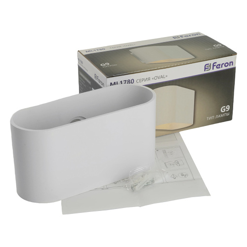 Светильник настенный Feron ML1780 Oval MR16 35W, 230V, G9,15W, белый IP20 фото 11