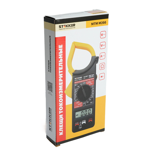 MTM M266 Клещи токоизмерительные, 1999 отсчетов,  батарея крона, ручная регулировка, черный/желтый фото 7