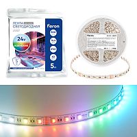 Лента светодиодная 60SMD(5050)/м 14,4Вт/м 24V 5000*12*1.22мм RGB+3000К, IP20, LS507 FERON