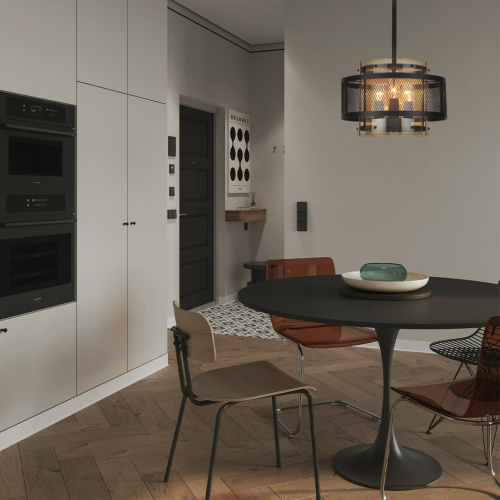 8007/6 MODERNI LN26 296 черный/черный, золотой металл/металл, стекло Люстра подвесная Е14 6*40W 220V ZARINA фото 2 8007/6 MODERNI LN26 296 черный/черный, золотой металл/металл, стекло Люстра подвесная Е14 6*40W 220V ZARINA фото 2