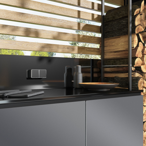 Выключатель одноклавишный влагозащищенный Gallant черный/хром W5010235 фото 2