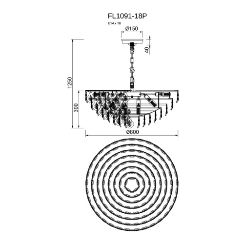 Люстра подвесная Dignita FL1091-18P фото 2