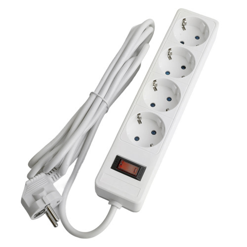 Сетевой фильтр 4-местный с/з STEKKER HM20-41-03 3x1мм2, 3 м, серия Optima, белый фото 3