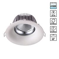 358025 SPOT NT19 532 белый Встраиваемый светильник IP20 LED 4100К 20W 220V GLOK