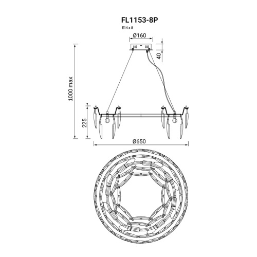 Люстра подвесная Infinita FL1153-8P фото 2 Люстра подвесная Infinita FL1153-8P фото 2