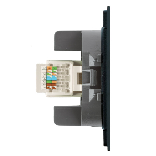 Розетка компьютерная 1-местная RJ-45 (механизм), STEKKER, серия Мия, RST00-3117-05, черный бархат фото 3