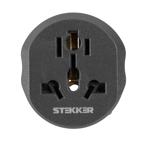 Адаптер-переходник для евровилки с/з, ультраплоский, STEKKER ADP16-06-20, 250В, 16A, IP20, серый/белый фото 4