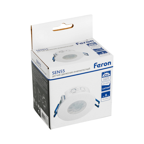 Датчик движения и освещенности 1200W 8m 120°(гориз.) 360°(верт.) белый, SEN55, артикул 51519 фото 2