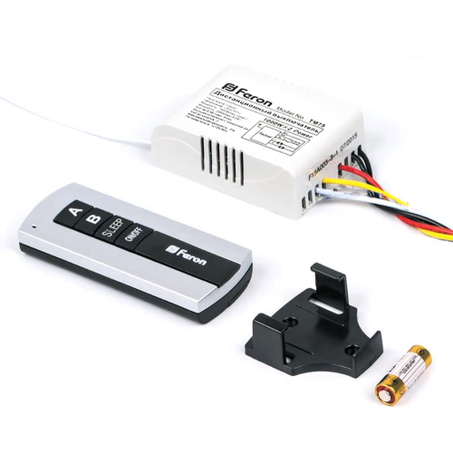 Выключатель дистанционный 230V 1000W 2-хканальный 30м с пультом управления, TM75 фото 3