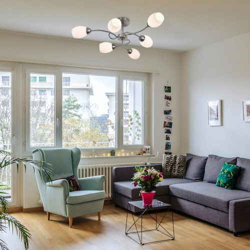 Светильник на штанге 150007/6R E27*60W Satin nickel фото 2