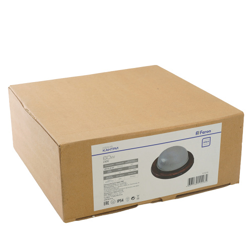 Светильник накладной IP54, 220V 60Вт Е27, дерево,орех, круг НБО 03-60-021 фото 2