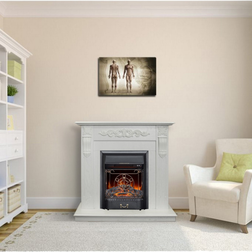 Электрокамин RealFlame Dominica DN белый матовый с очагом Majestic Lux Black фото 7