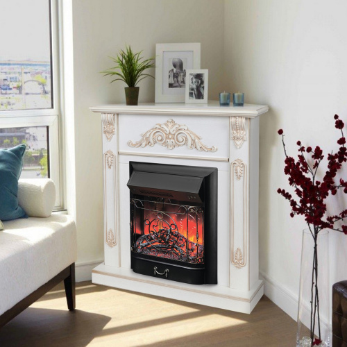 Каминокомплект ANITA CORNER/АНИТА УГЛ. Белый дуб с золотой патиной с очагом Электроочаг MAJESTIC LUX/МАДЖЕСТИК фото 7