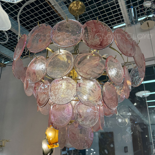 Люстра Cloyd LINZE-B C18 / Ø80 см - латунь - розов.стекло (арт.11677) фото 2