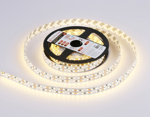 Светодиодная лента двухрядная 12В 2835 240Led 24Вт/м 3000K IP20 5м фото 3