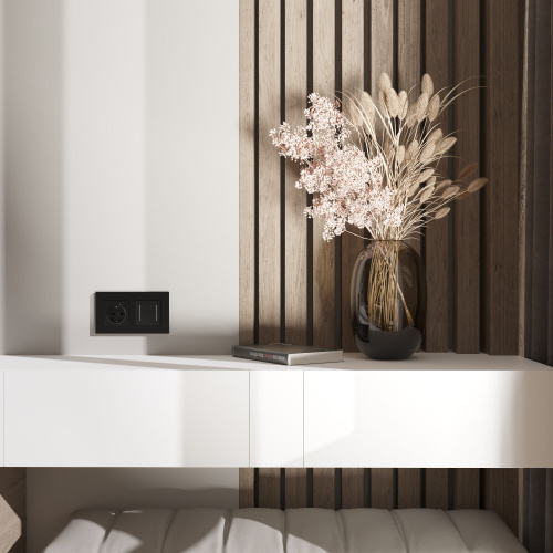 Рамка из поликарбоната на 2 поста Slab черный софт W0022908 фото 2 Рамка из поликарбоната на 2 поста Slab черный софт W0022908 фото 2