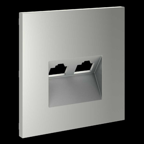 Накладка для розетки компьютерной двойной RJ45+RJ45 кат.6, S70 (сталь) Voltum VLS001405