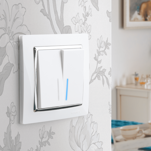 Выключатель двухклавишный с подсветкой (белый) W1120101 фото 8